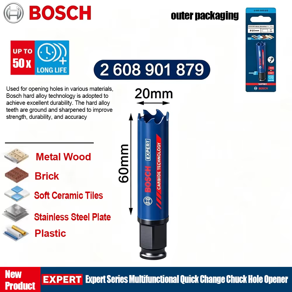 Scie cloche multifonctionnelle BOSCH EXPERT PC Plus en carbure 20-152 mm pour acier inoxydable, méta