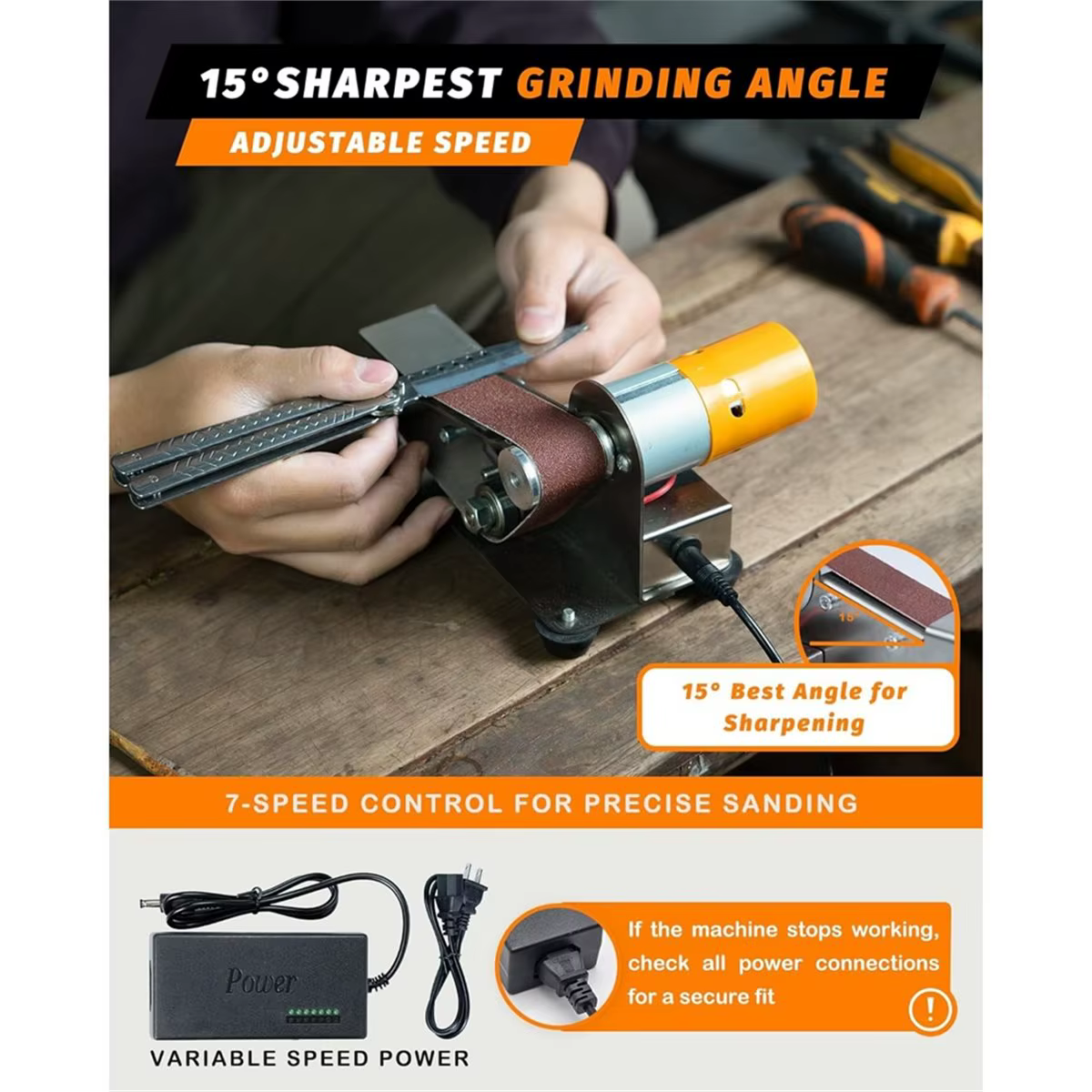 Mini ponceuse à bande 828 Mega Sale, petite ponceuse électrique pour la fabrication de couteaux, pou