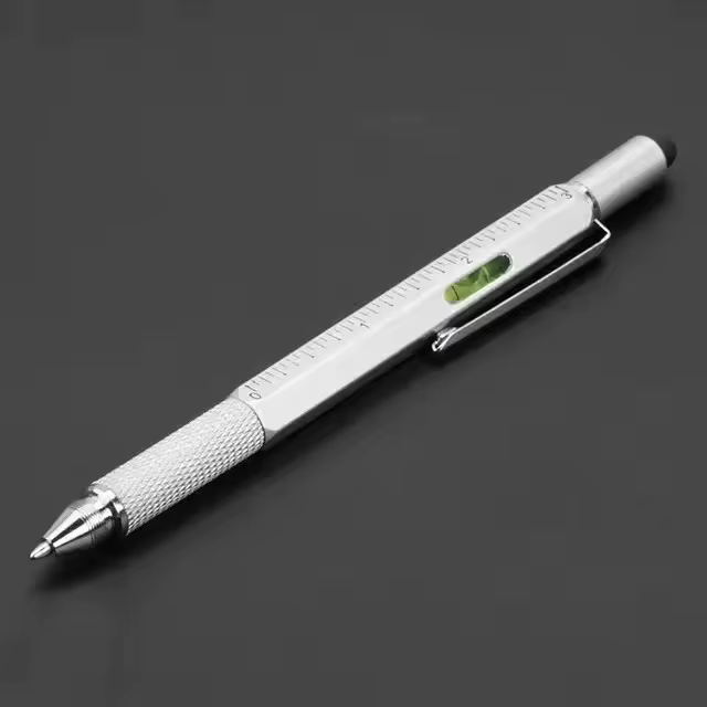 Stylo multifonction 7 en 1, stylet capacitif pour écran tactile, avec tournevis, règle, niveau, cray