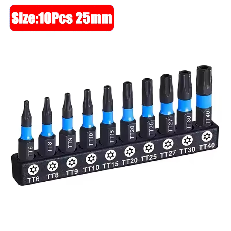 Jeu de forets Torx à percussion, tige à tête hexagonale, tournevis magnétique, embouts de tournevis,