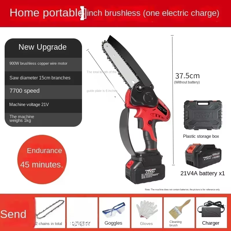 Tronçonneuse électrique portative 110V/220V avec moteur sans balais, batterie Lithium-ion AB