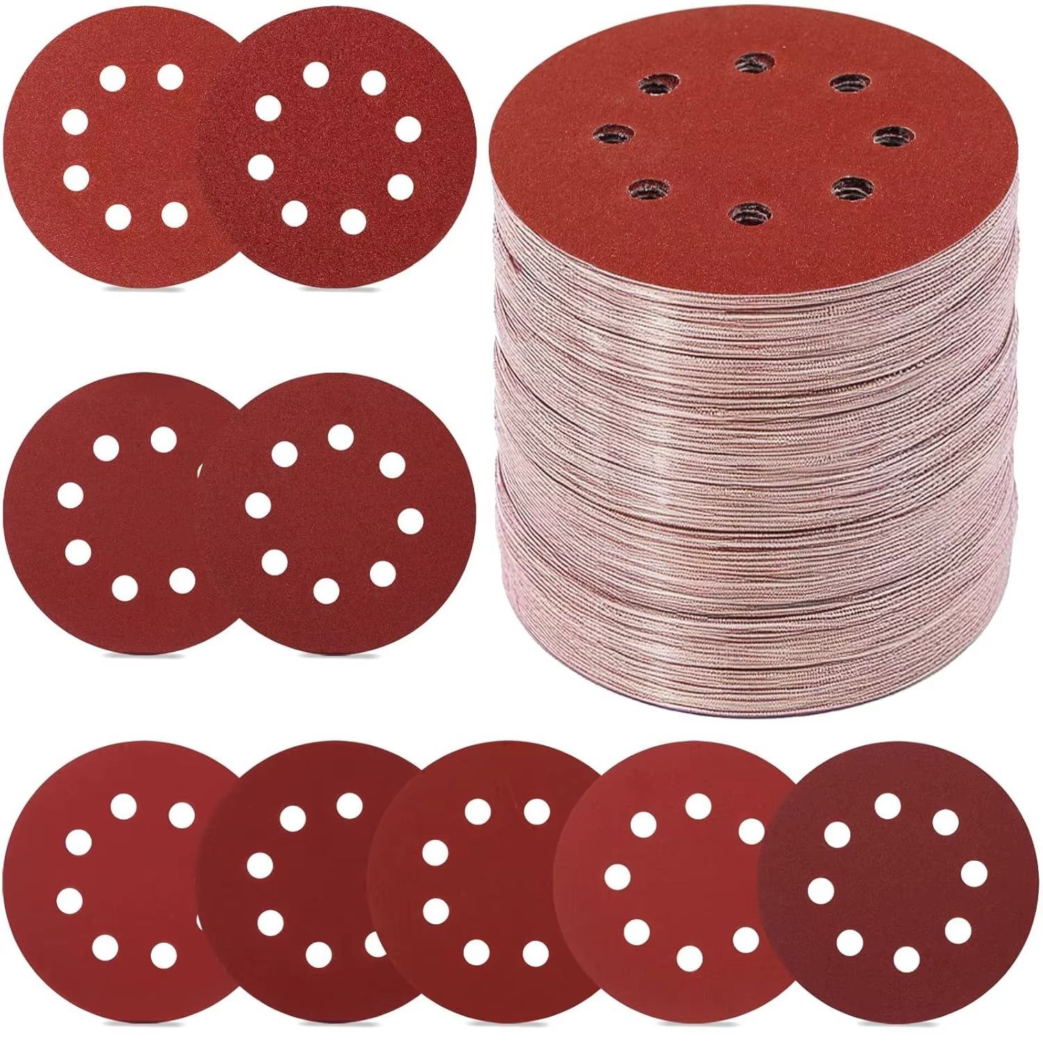 Disques de ponçage de 5 pouces, grains 40 80 120 180 240 320 400 600 800, papier abrasif auto-agripp