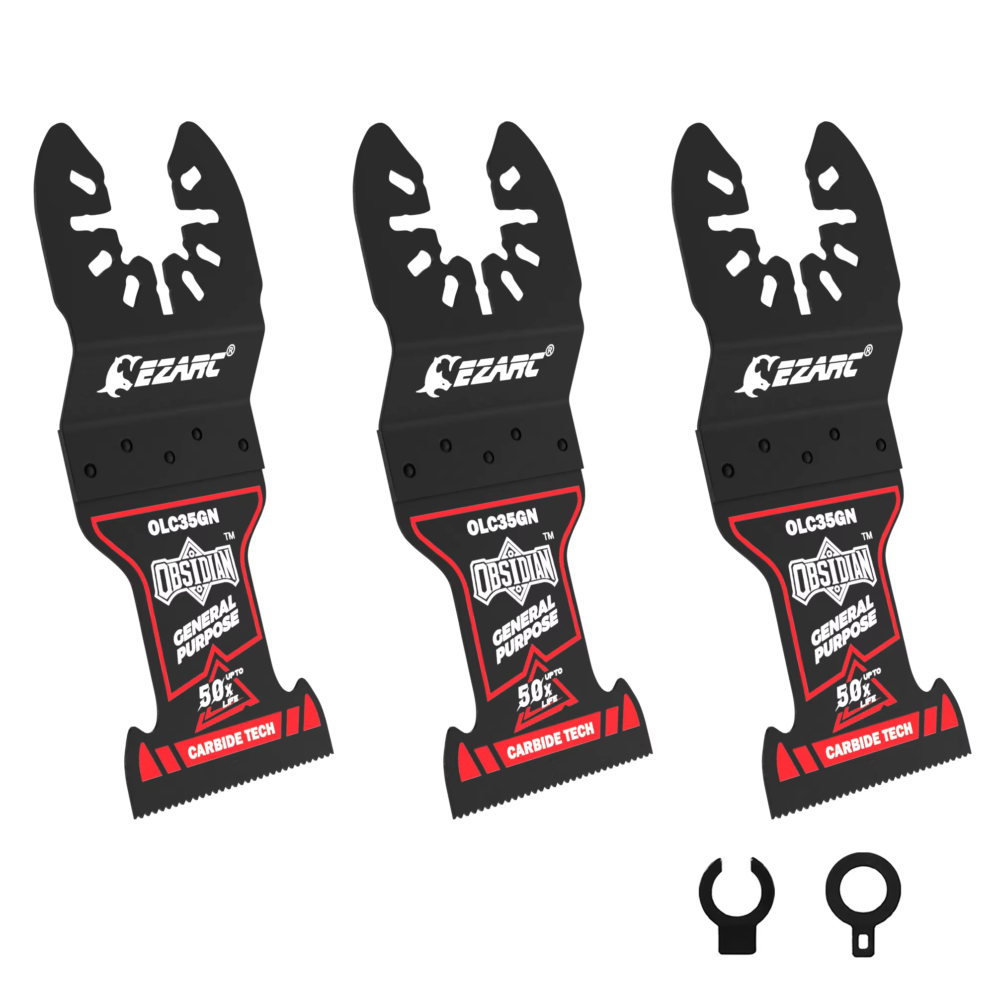 EZARC 3 lames oscillantes en carbure Obsidian, lames de scie oscillante universelles à dégagement ra