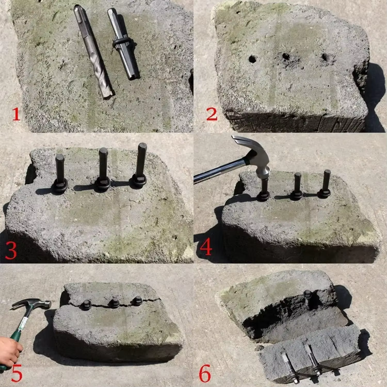Cales et plumes RapDuty Outils de fendage de pierre pour béton, séparateur de pierre de roche, outil