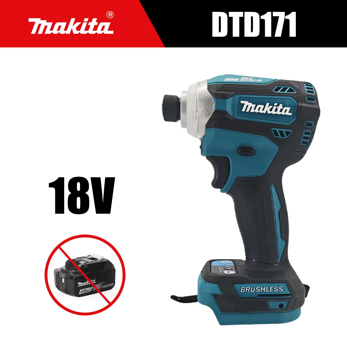 Makita DTD171 Perceuse à chocs sans fil sans balais 18V avec éclairage de travail LED, visseuse rech