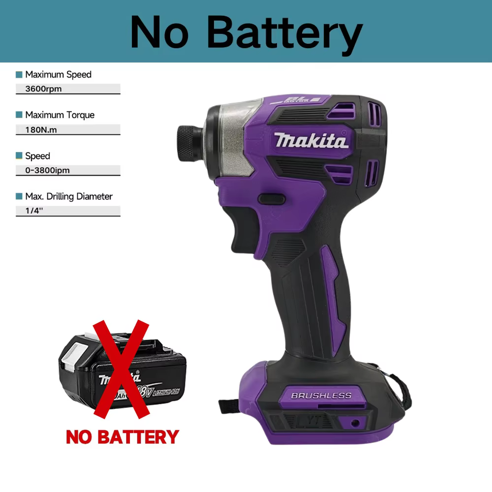 Makita DTD173 18V Visseuse à percussion sans fil 180N.m Perceuse électrique sans balais Tournevis LE