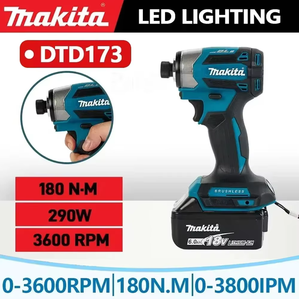Makita DTD173 1800 tr/min tournevis à percussion sans fil 180N.m moteur sans brosse perceuse électri