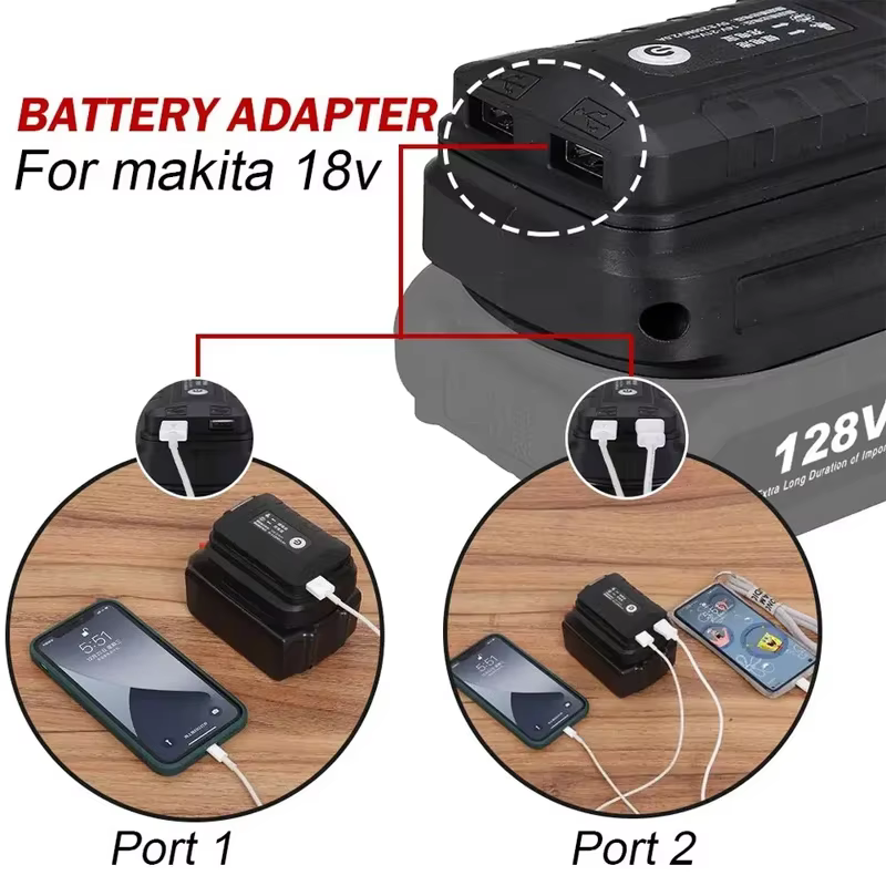Adaptateur lampe de travail LED pour batterie Li-on Makita 14.4V/18V BL1830 BL1430 BL1850 convertiss
