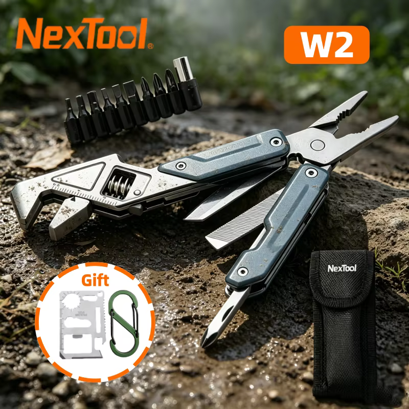NexTool Clé Multifonction 8 en 1 W2, Pince Pliante, Clé à Molette, Tournevis, Outils à Main pour Cam