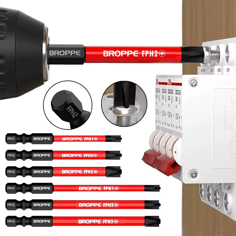 Tournevis d'électricien PZ/FL, embout de tournevis, tête de lot magnétique antidérapante FPH1 FPH2 F