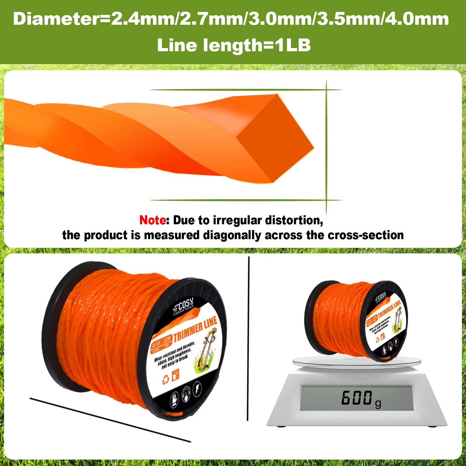 2mm ~ 3mm * 10m ~ 25m tonte en Nylon coupe gazon corde débroussailleuse tondeuse ligne fil de coupe 