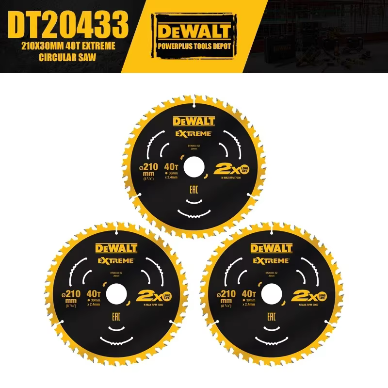 DEWALT DT20433 Lame de scie circulaire Extreme 210 mm 40 T - Carbide C3, Kerf fin, fentes antivibran
