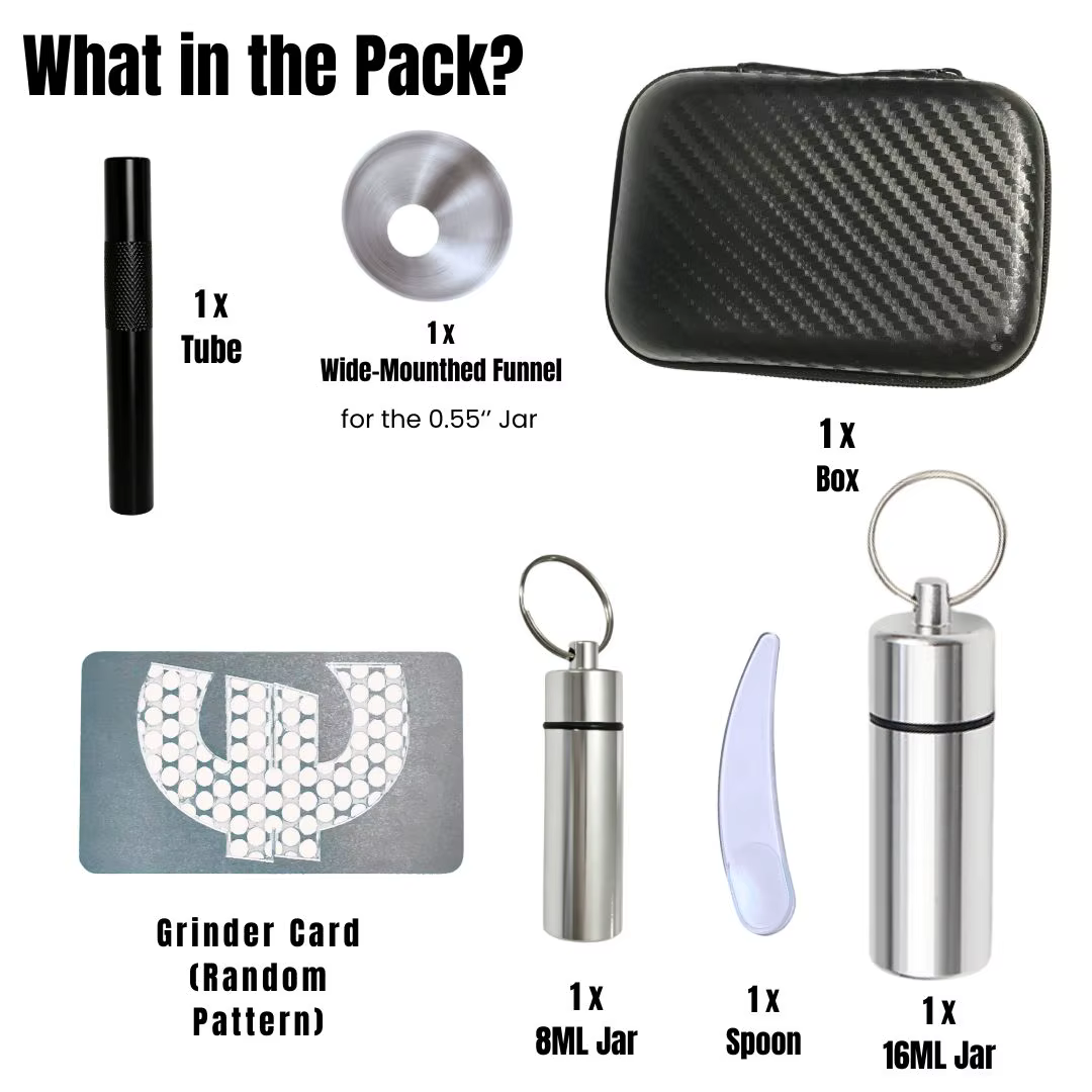 Kit de broyeur portable avec boîte de rangement, bouteille en aluminium et entonnoir, essentiel pour