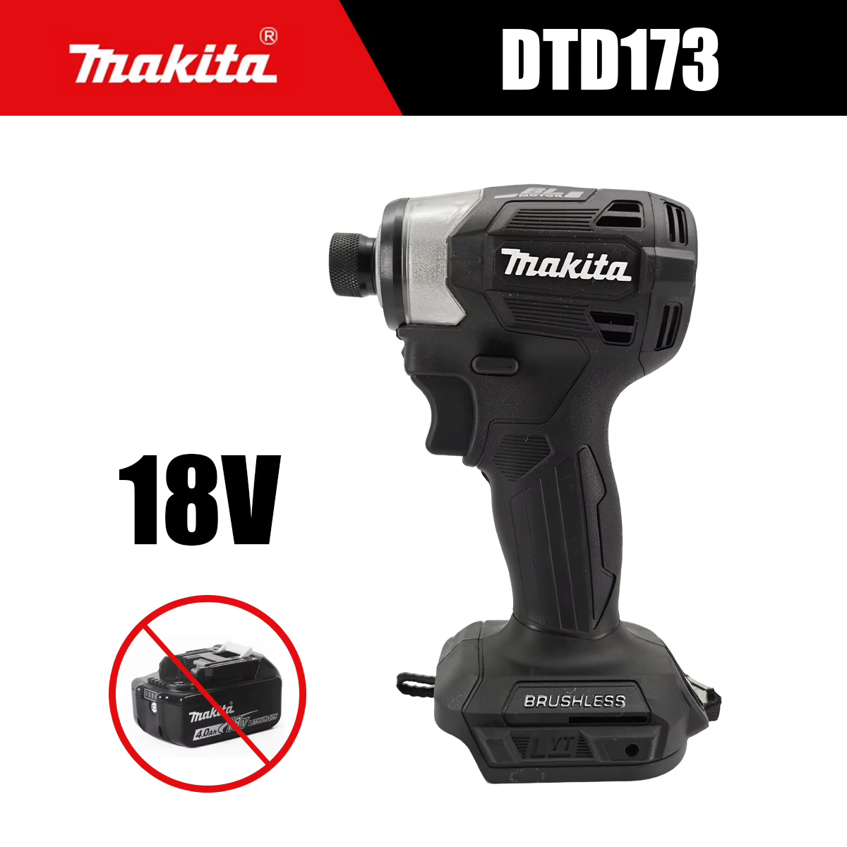 Perceuse sans fil Makita 18V DTD173 noire, outil électrique 180 Nm, pour bricolage, travaux de menui