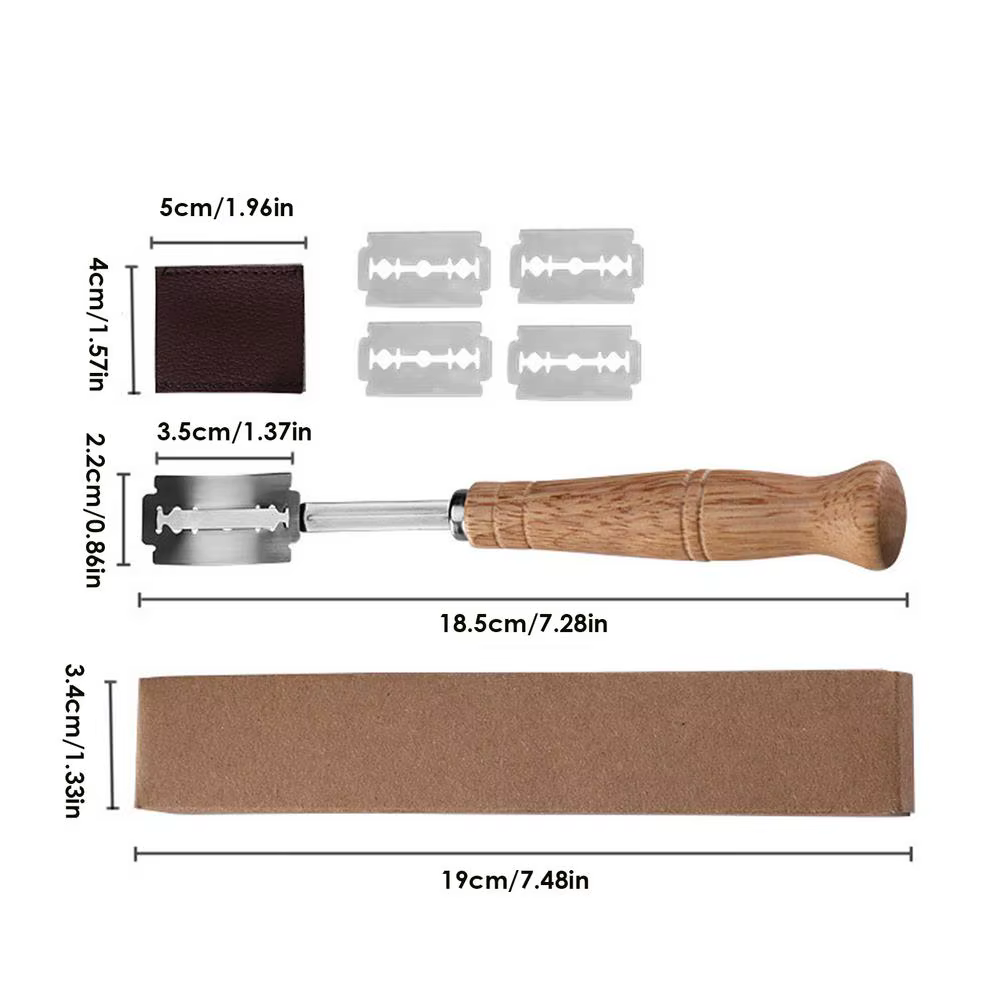 Couteau à trancher le pain incurvé avec 4 pièces de coupe remplaçables, couteau à Baguettes à pain e