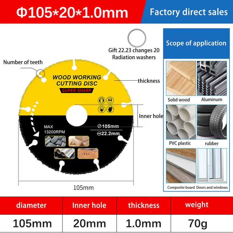 Disque de scie multi-outils 105/110/115/125mm, 1 pièce, pour meuleuse d'angle, lames de scie en carb