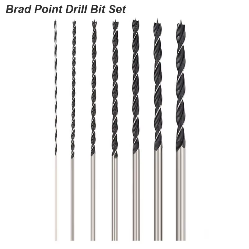 Jeu de forets à pointe Brad Extra Long 300mm localisateur central torsion acier au carbone travail d