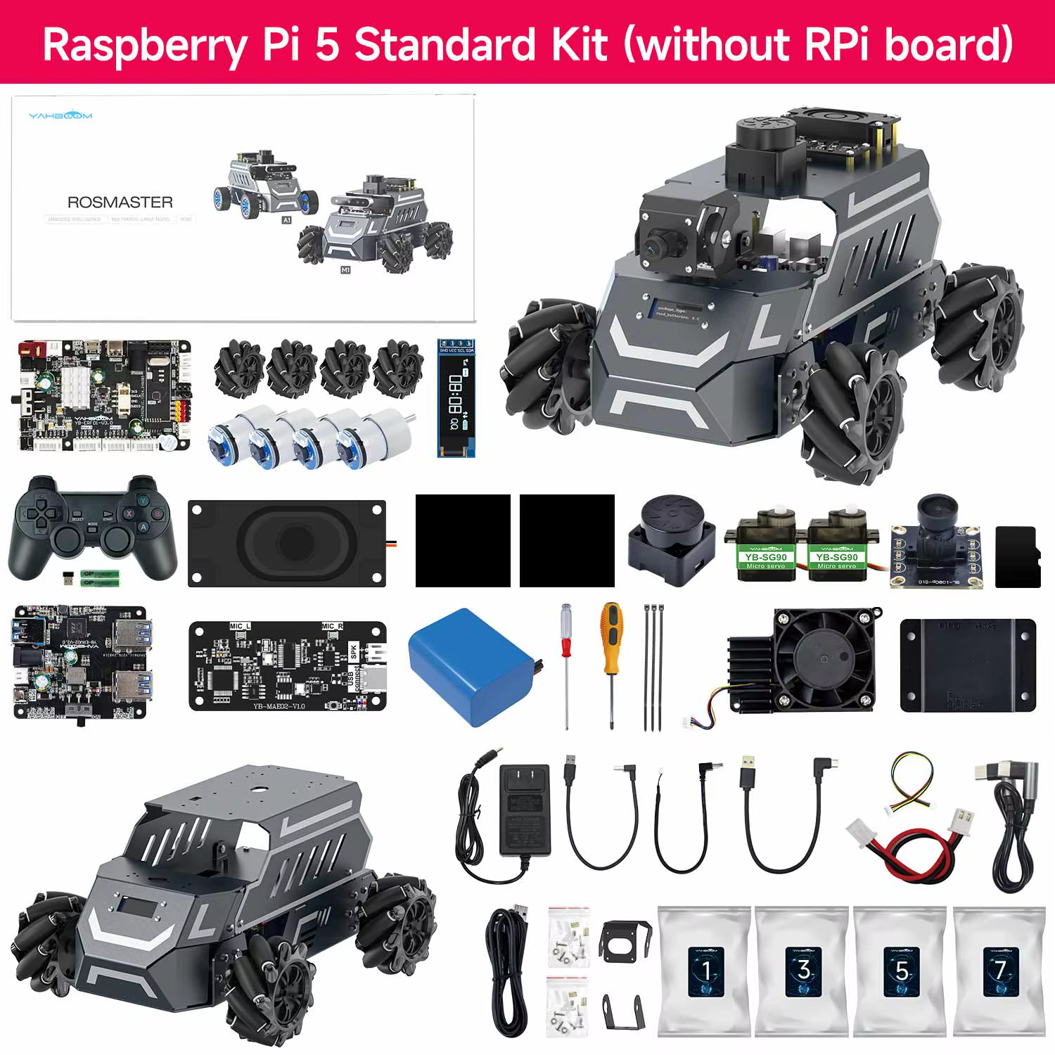 ROSMASTER M1 ROS2 AI Kit électronique DIY pour voiture robot intelligente à intelligence embarquée d