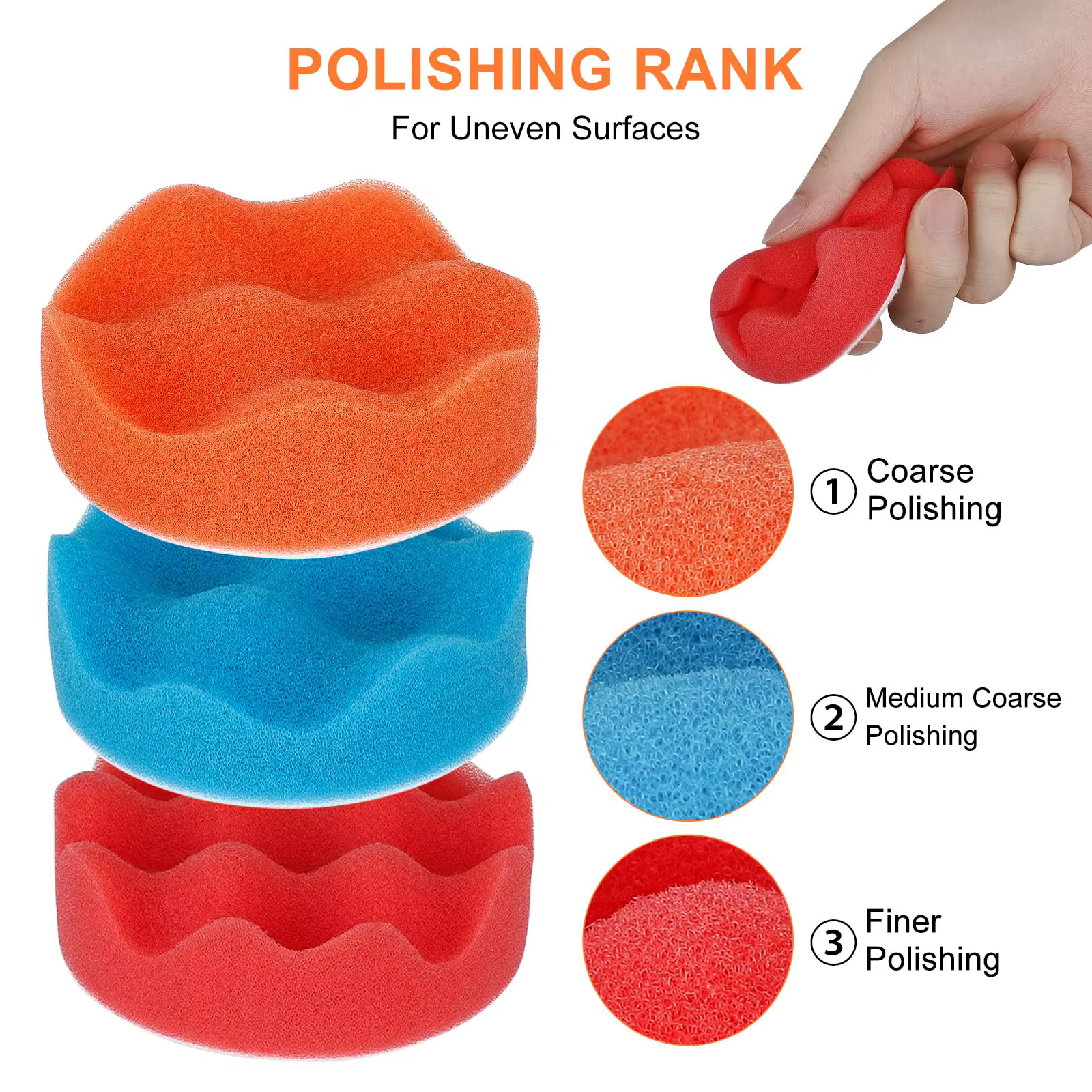 Kit de tampons de polissage pour perceuse, 9 pièces, tampons de polissage en laine de 3 pouces, épon