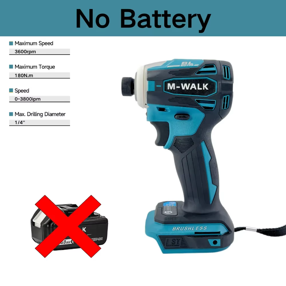 Makita DTD172 18V LXT BL Visseuse à percussion sans balais 180N·m de couple, mode T pour bois, perce