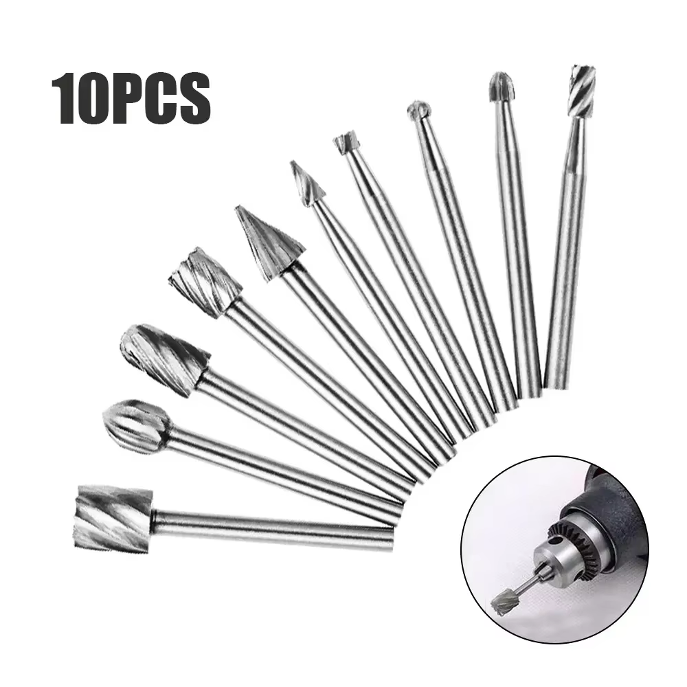 Lot de 10 fraises rotatives HSS pour défonceuse, outils de fraisage, de découpe, de gravure et de po