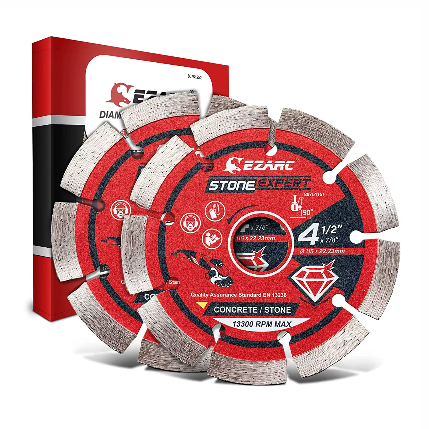 EZARC-Scie diamantée segmentée pour meuleuse d'angle, 5 en effet et 4.5 en effet, 2 pièces, lame de 