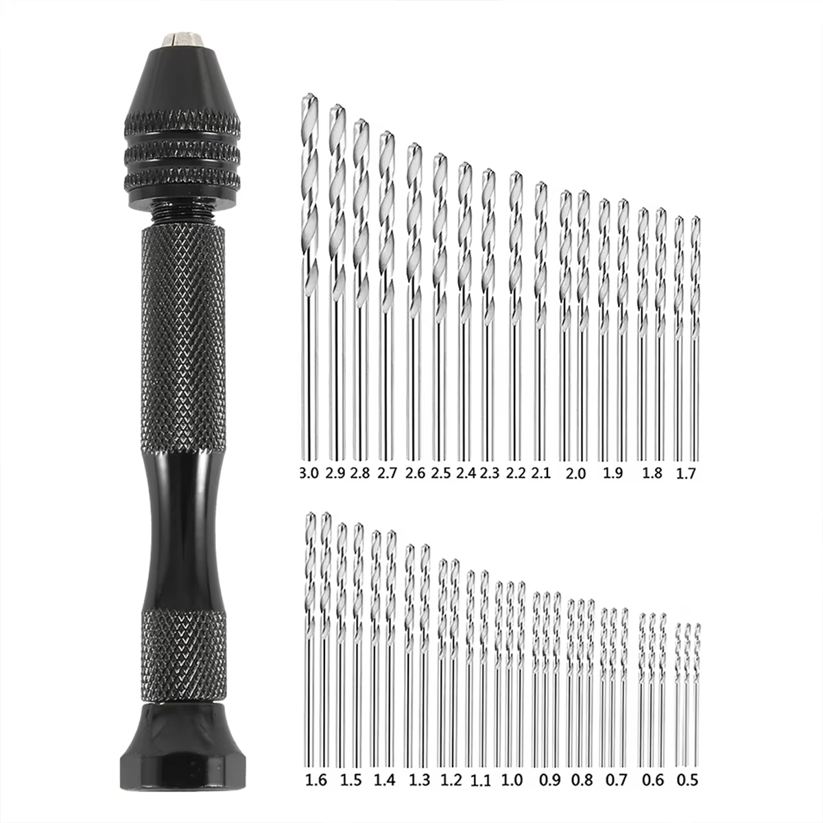 49 pièces/ensemble foret d'étau à broche de précision 0.2-3.0mm jeu de forets à main torsadés pour b
