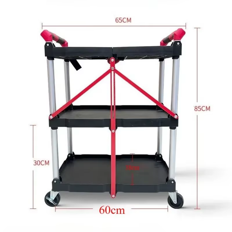 Armoire de Rangement d'Outils Pliable en Alliage, Chariot à Roues, Portable, Extérieur, Poignée Non-