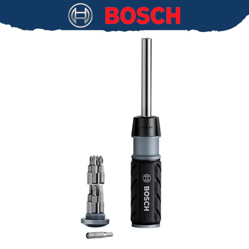 BOSCH 2607017653 Ensemble de tournevis intégré à cliquet à une main, multifonctionnel avec neuf tête