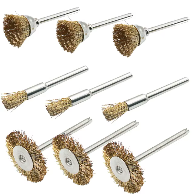 Brosse en laiton avec roues métalliques en acier, perceuse, outils éloignés, polissage Dremel, outil