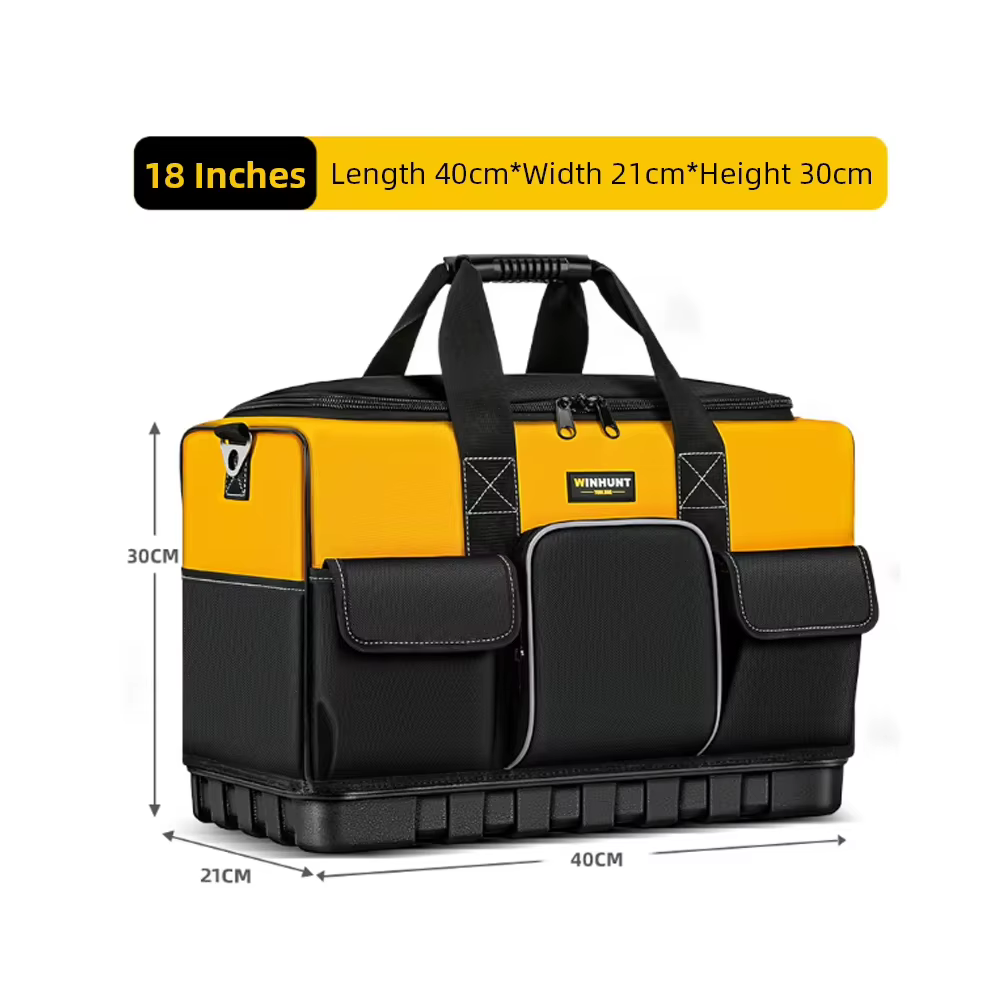 Sac à outils pour électricien, sac de rangement pour outils, fourre-tout à fond dur multi-poches, or