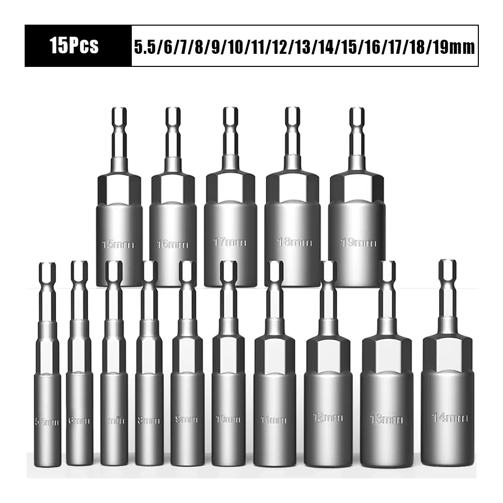 Adaptateur de douille d'impact approfondissant de longueur, 5.5 à 19mm, jeu de douilles de pilote d'