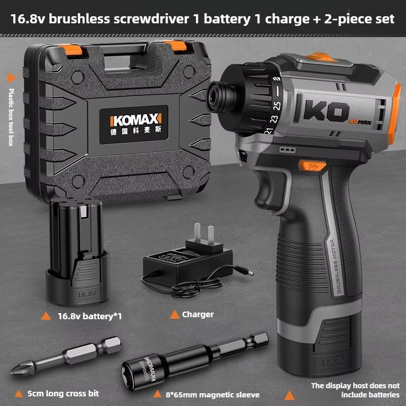 KOMAX perceuse électrique sans brosse, perceuse sans fil, tournevis électrique 16.8V, batterie Li-io