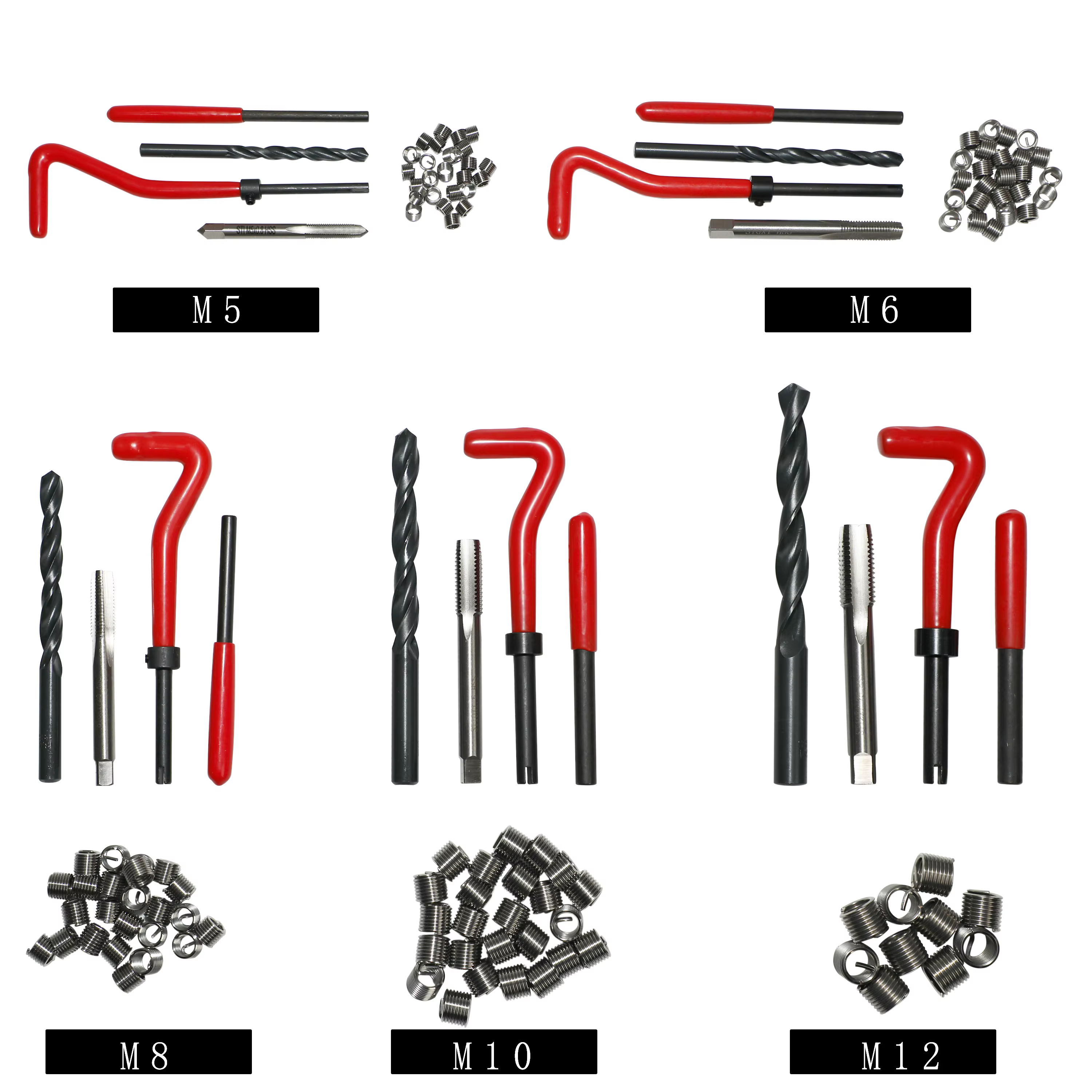 Kit d'outils de réparation de filetages 131 pièces M5 M6 M8 M10 M12, outils d'installation de insert