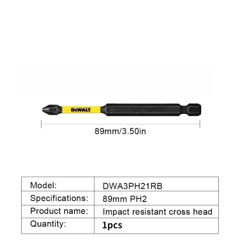 DEWALT DWA3PH21RB Ensemble de embouts à percussion PH2 - 1/5 pièces 89 mm haute dureté, sans usure/d