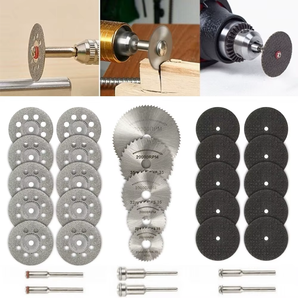 Jeu de Mini lames de scie circulaire, meule de ponçage, disque de coupe pour accessoires Dremel, out