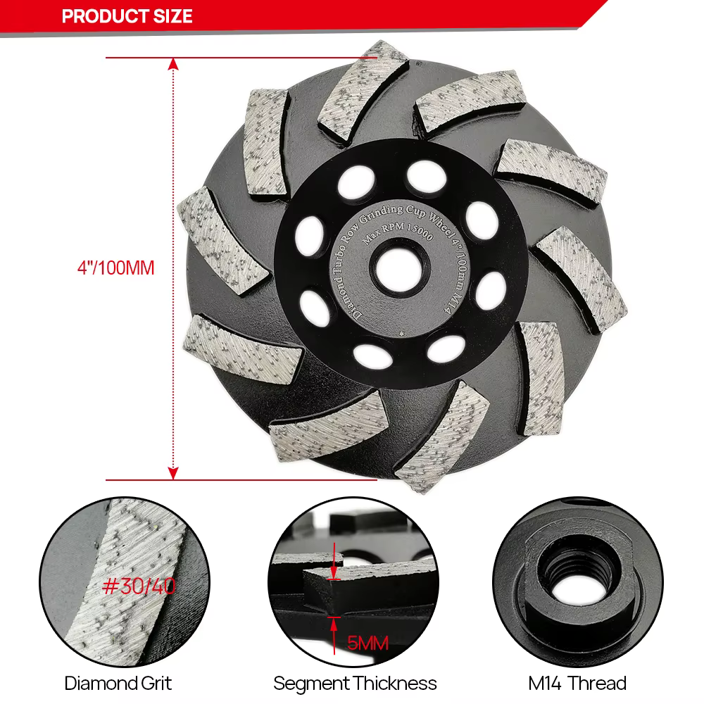 Meules DT-DIATOOL pour machine à meuler, béton, granit, diamètre 100/115/125/180 mm, disque de ponça