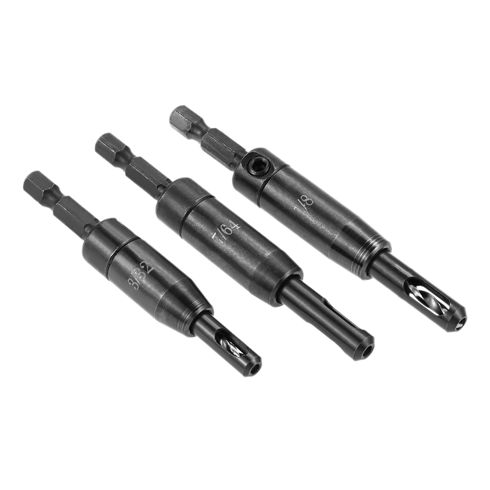 Foret à charnière noir à centrage automatique, Wieshamm avec tige hexagonale de 1/4 po pour charpent