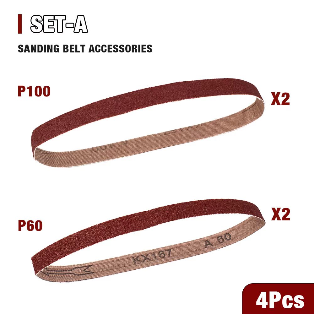 Bande abrasive professionnelle P60/P100, 520 x 20 mm, adaptée aux ponceuses à bande, meuleuses, etc.