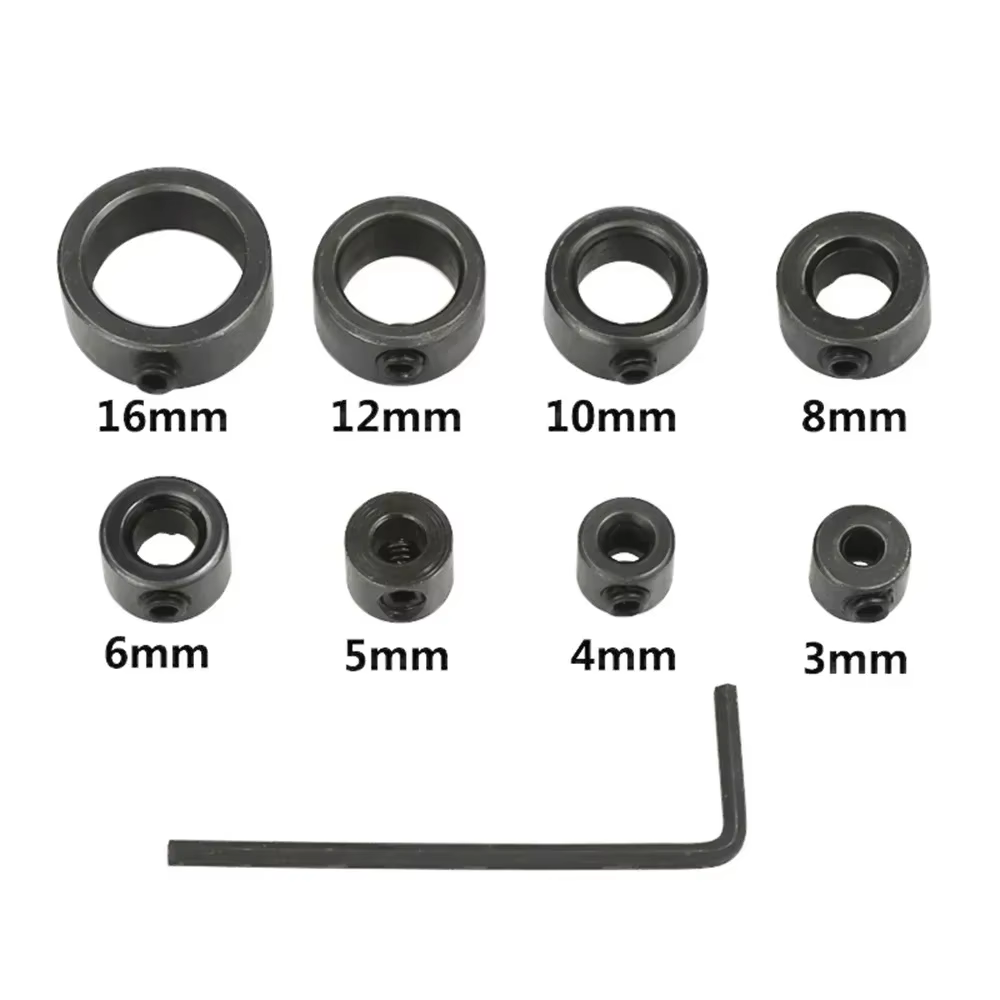 Anneaux d'arrêt de profondeur de foret portables, 8 pièces, colliers réglables de 3 à 16mm, position