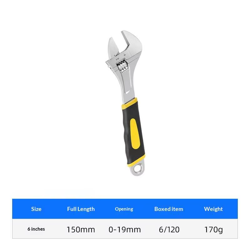 Clé à molette réglable robuste de 6 à 10 pouces avec poignée caoutchoutée, kit d'outils professionne
