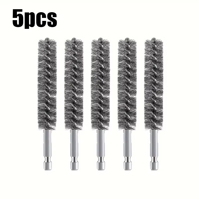 Brosse métallique en acier à tige hexagonale, 5 pièces, pour le nettoyage des perceuses électriques,