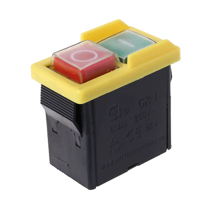 Bouton poussoir électromagnétique étanche, AC 250V 6/4A IP54, interrupteur de sécurité marche/arrêt 