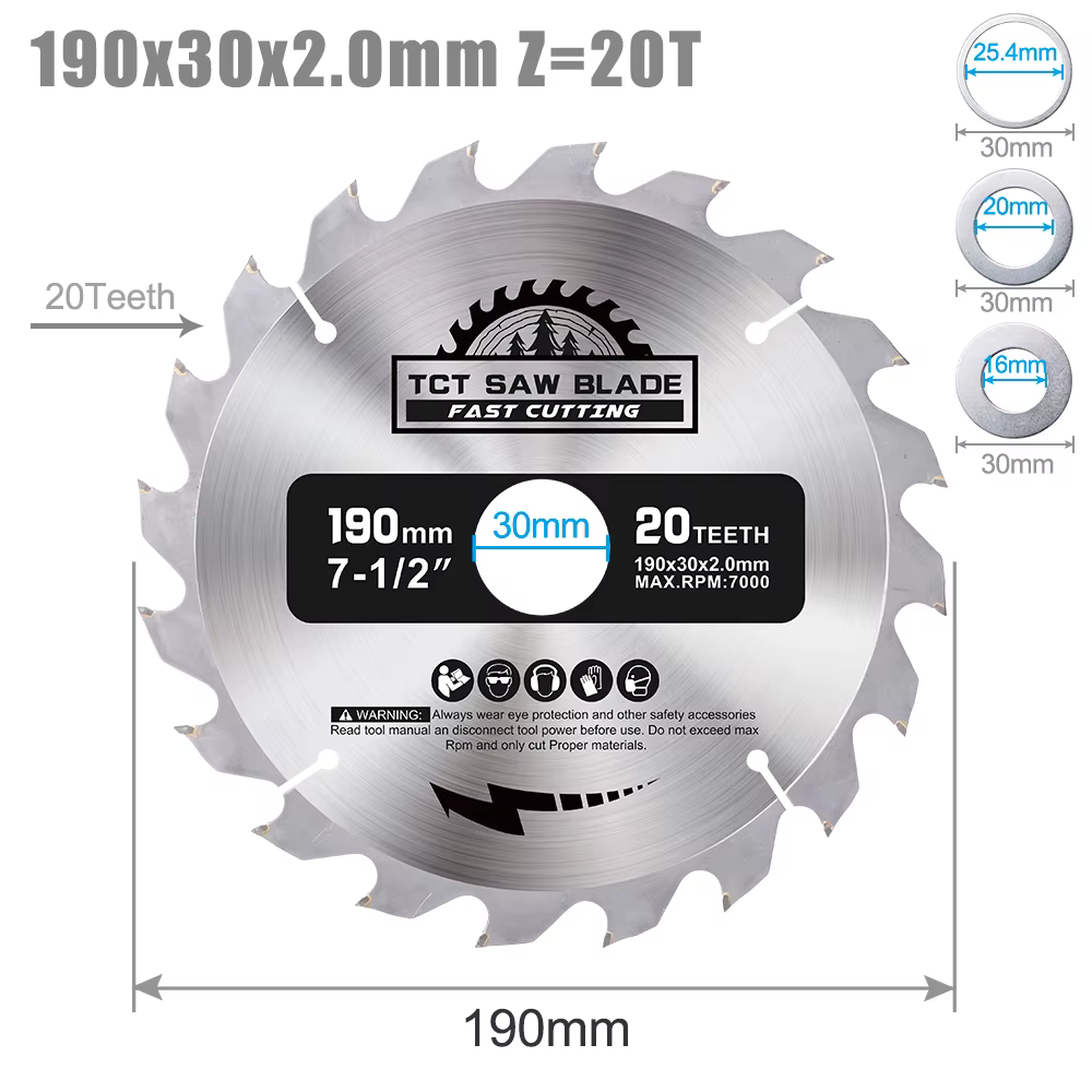 CMCP 1 pièce 190/205mm lame de scie circulaire lame de scie à pointe en carbure TCT disque de coupe 