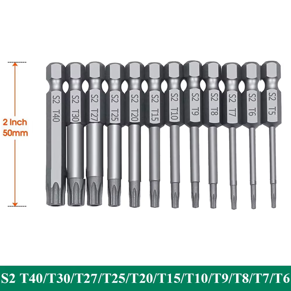 Tournevis à tête de sécurité Torx, jeu de perceuses, tige hexagonale de 1/4 pouces, longueur de 4 po