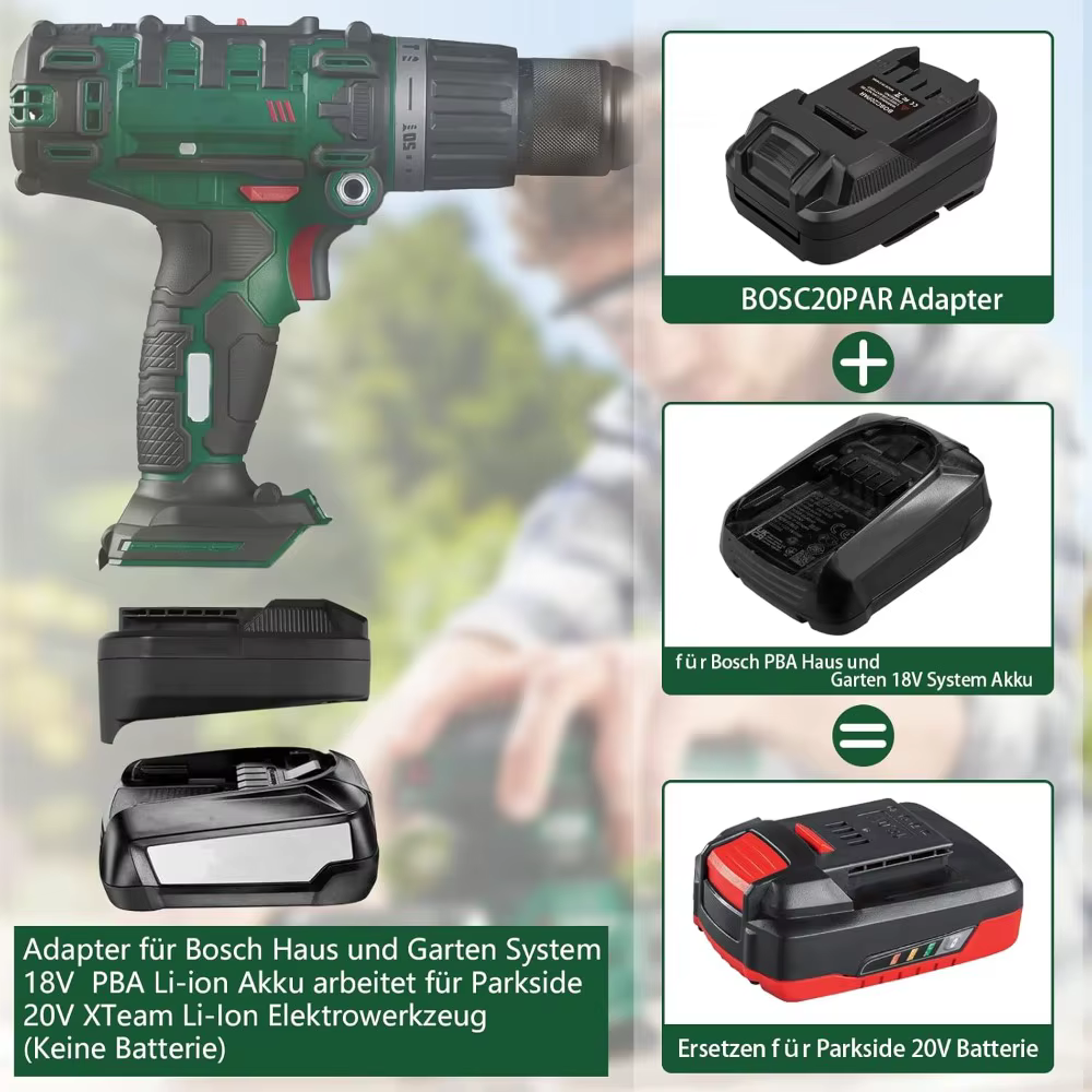 Adaptateur de batterie BOSC18PAR pour Bosch vers Parkside, convertisseur de batterie Bosch 18V PBA v