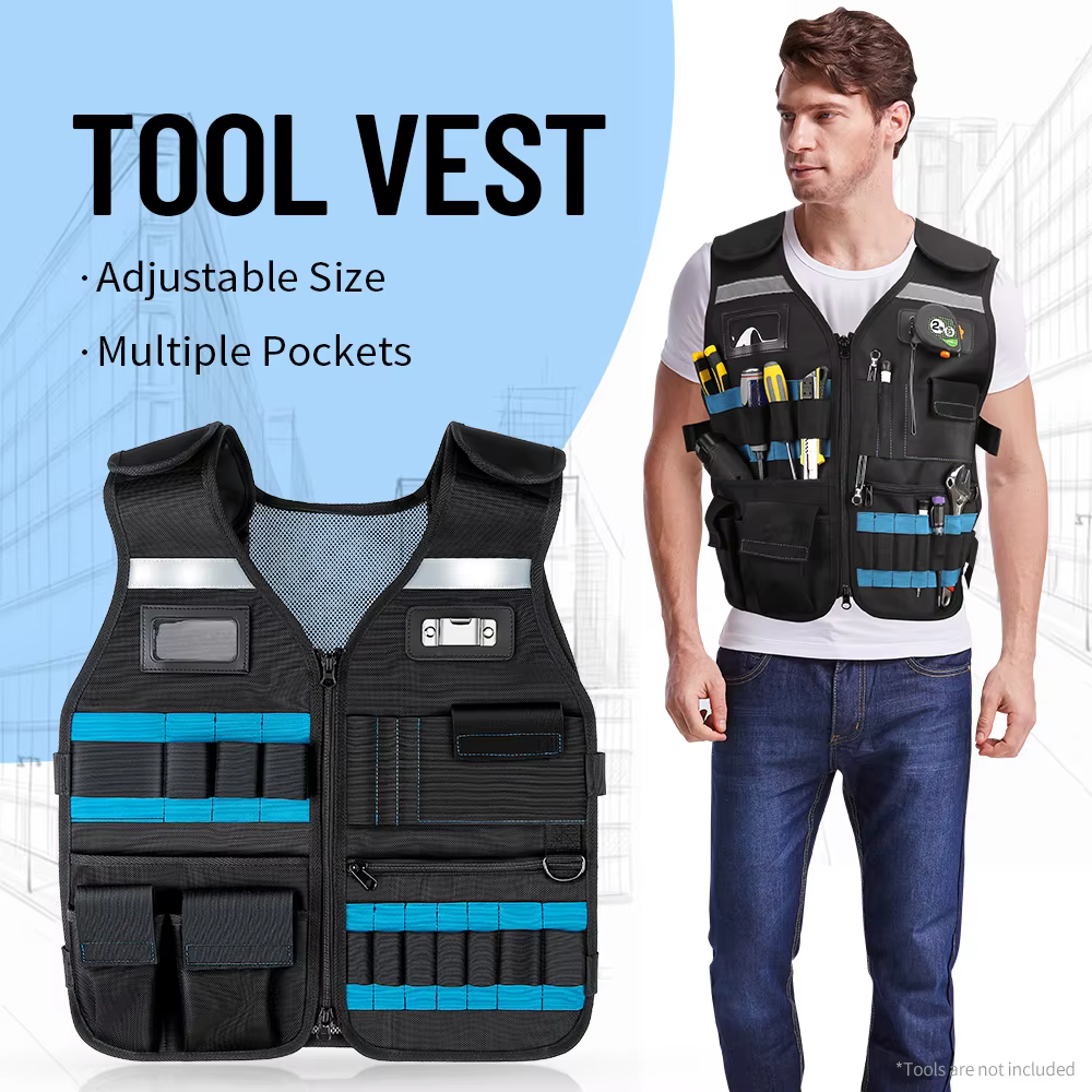 Sac à outils, gilet à outils électricien, gilet à outils pour charpentiers, gilet à outils pour homm