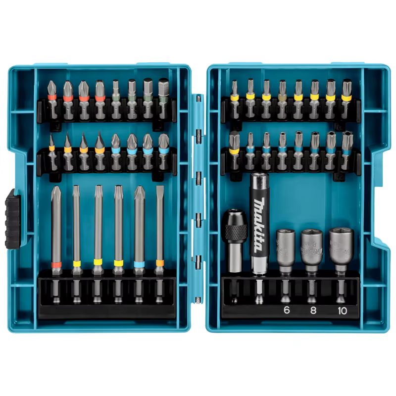 Makita B-55697 Jeu d'embouts de tournevis électriques 43 pièces, Type de fleur croisée à code couleu