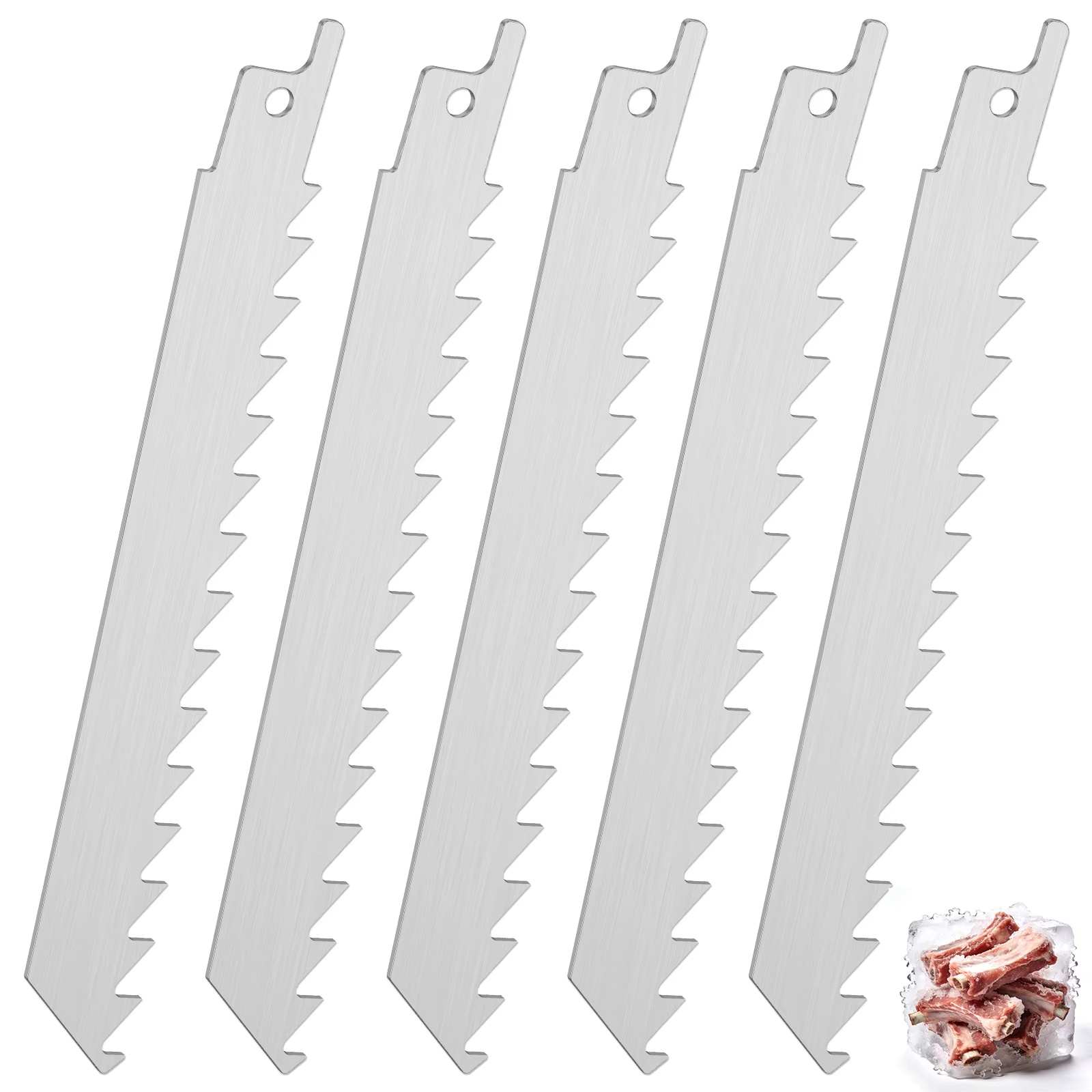 Lot de 5 lames de scie à os de 6 pouces en acier inoxydable, lames de scie sabre 3 TPI pour la décou