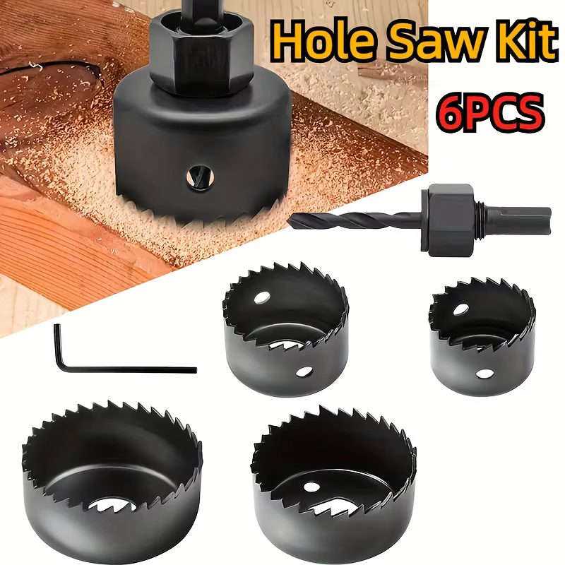 Kit de 6 scies cloches en acier au carbone durable pour perceuse électrique, découpeuse de trous cir
